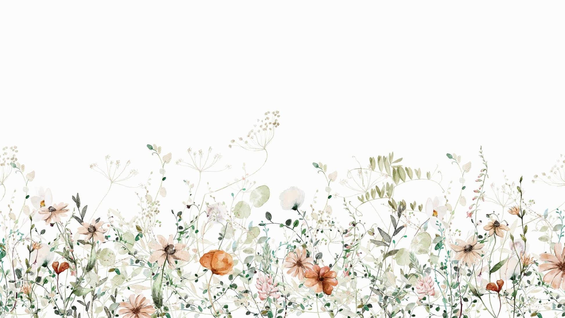 Whispers of the Meadow mural blending flowers and greens.

