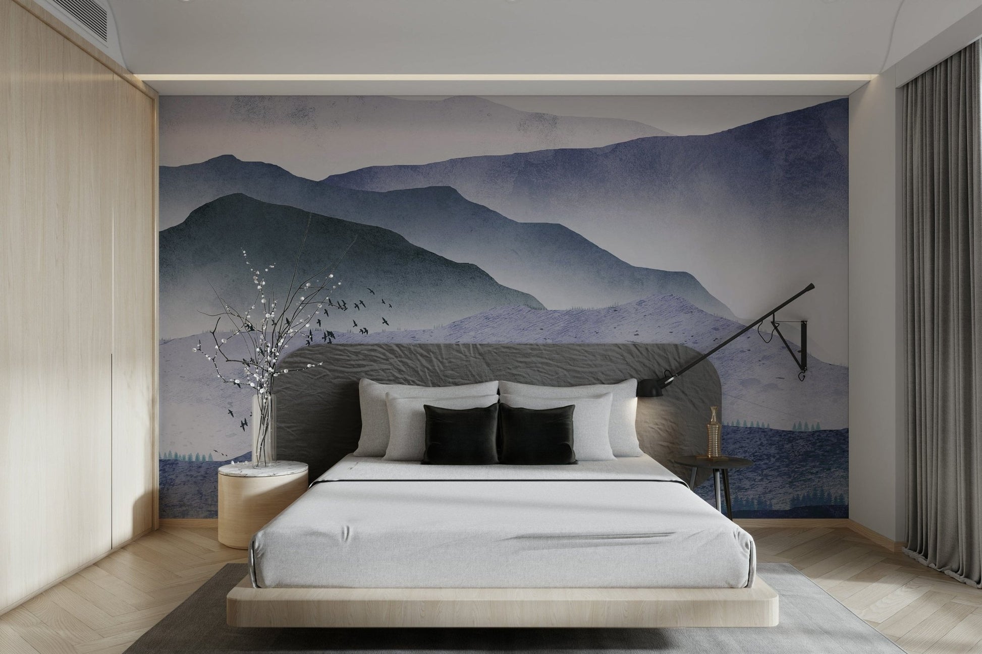 Blue mist mountain view mural

