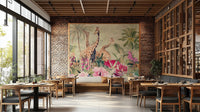 Savannah landscape wall mural featuring golden grass plains

