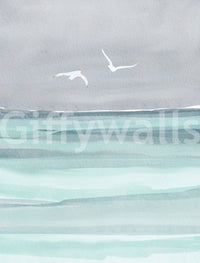 Living room accent with ocean-inspired mural

