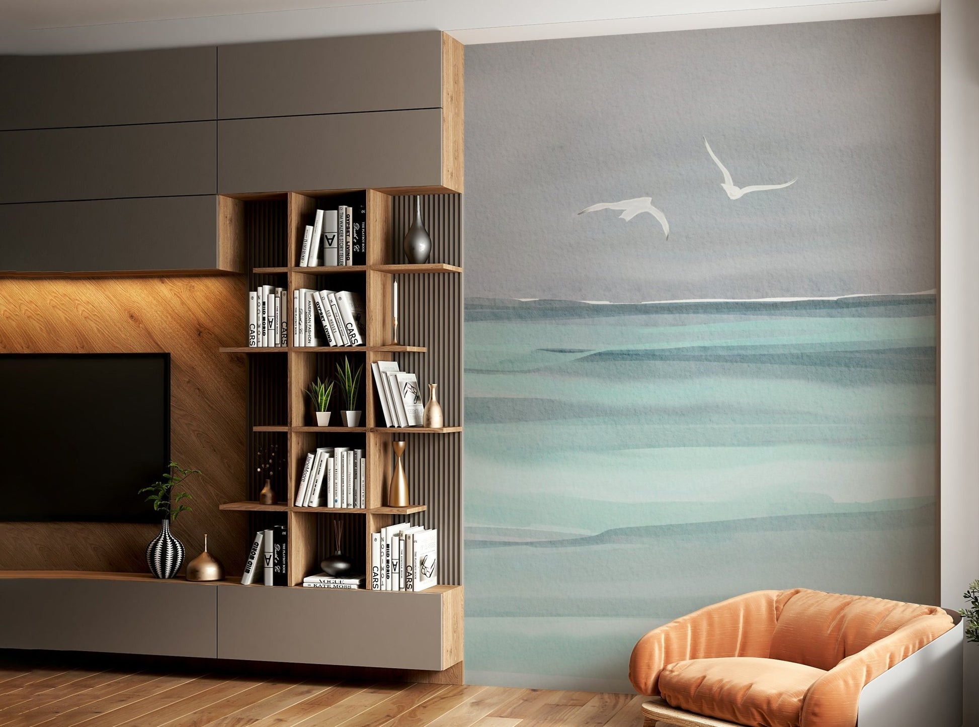 Wall mural featuring calm seaside scenery

