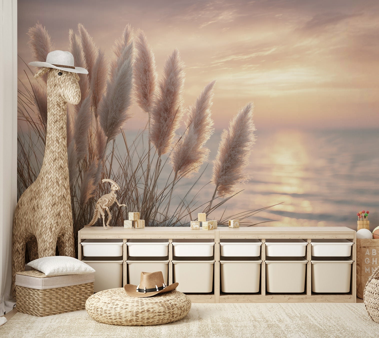 Coastal mural featuring gentle waves and sky gradient, GD2159