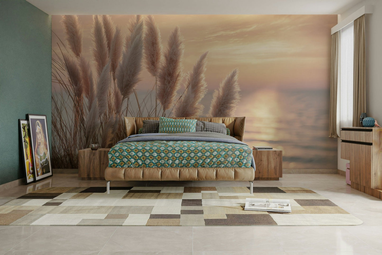Calm beach scene mural for spa or relaxation room


