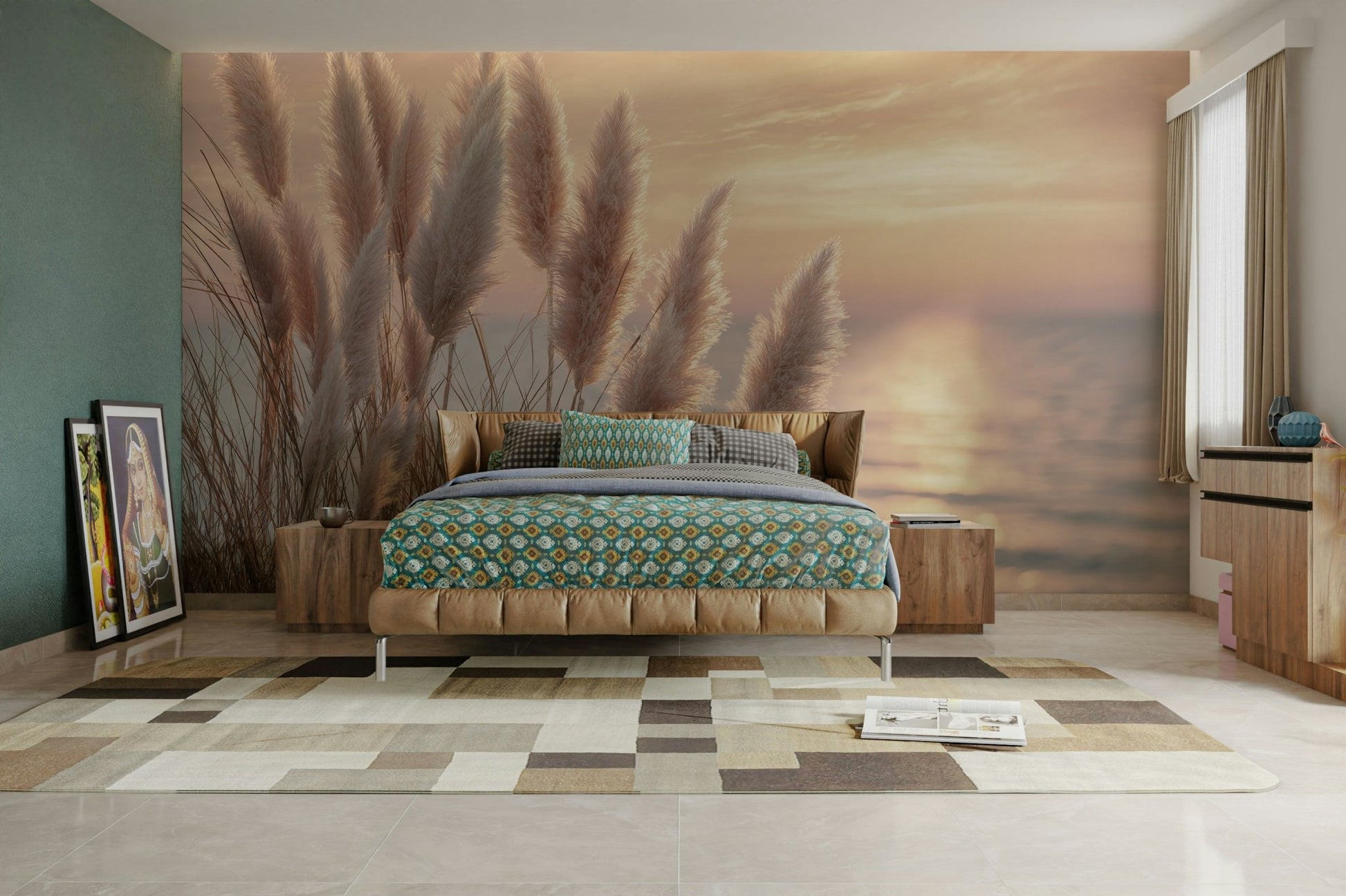 Calm beach scene mural for spa or relaxation room

