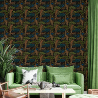 An artistic lush foliage mural for stylish wallpaper.

