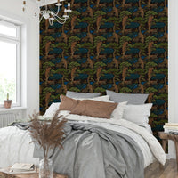 A tasteful tropical scene wall mural for a bedroom.

