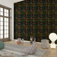 An artistic tiger print mural for home decor.

