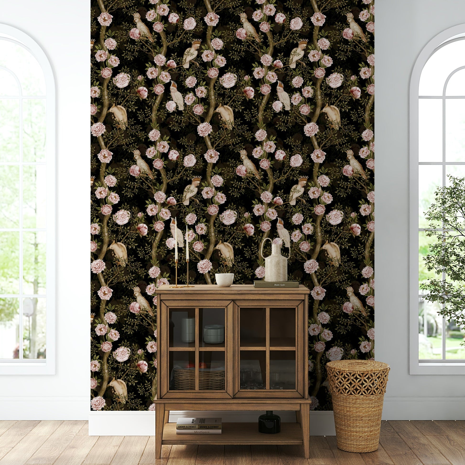 Nature-inspired mural with tropical elements

