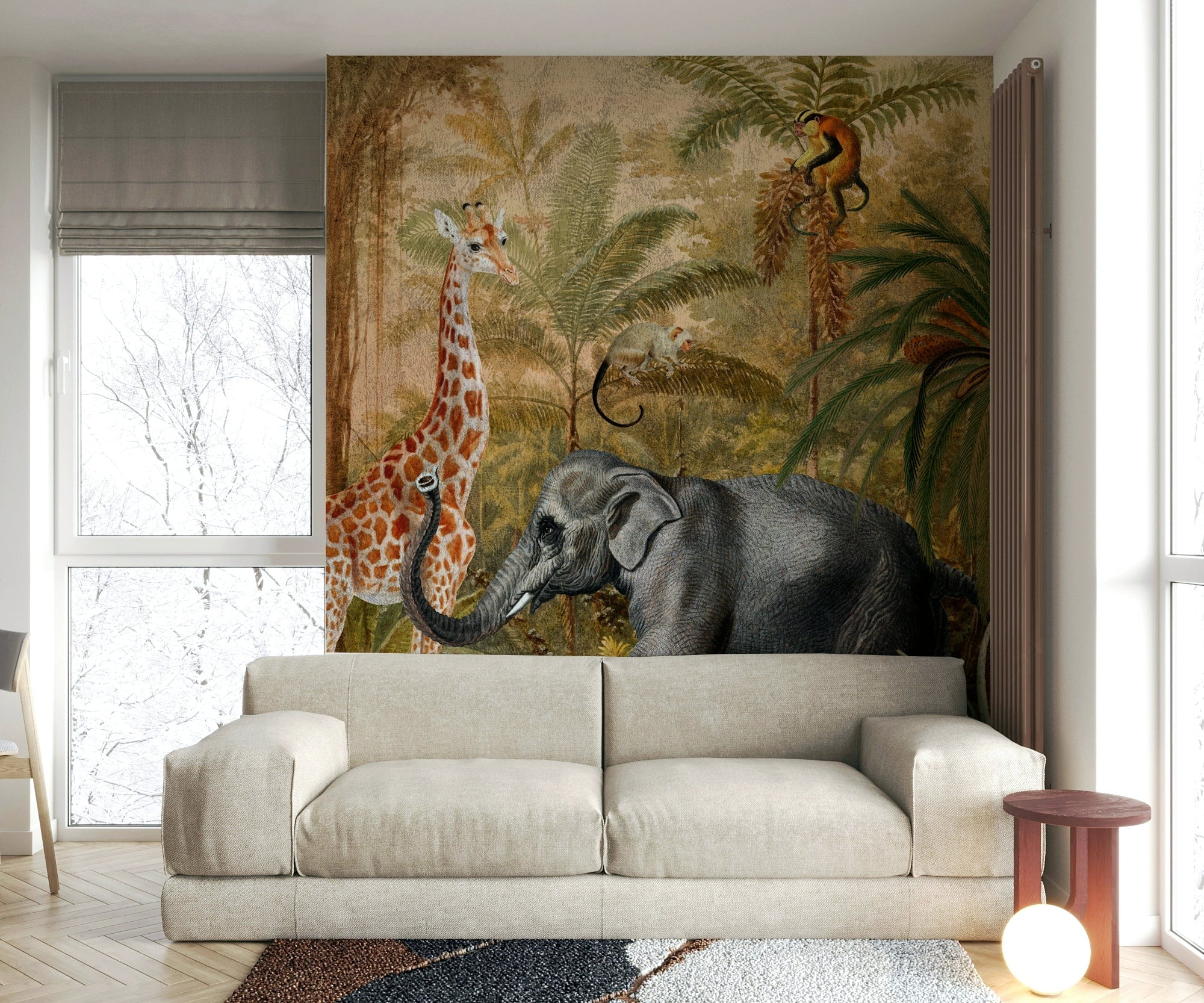 Lush green trees in Whispers of the Wild 2 mural design, GD1248