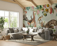 Animal-themed tropical wallpaper

