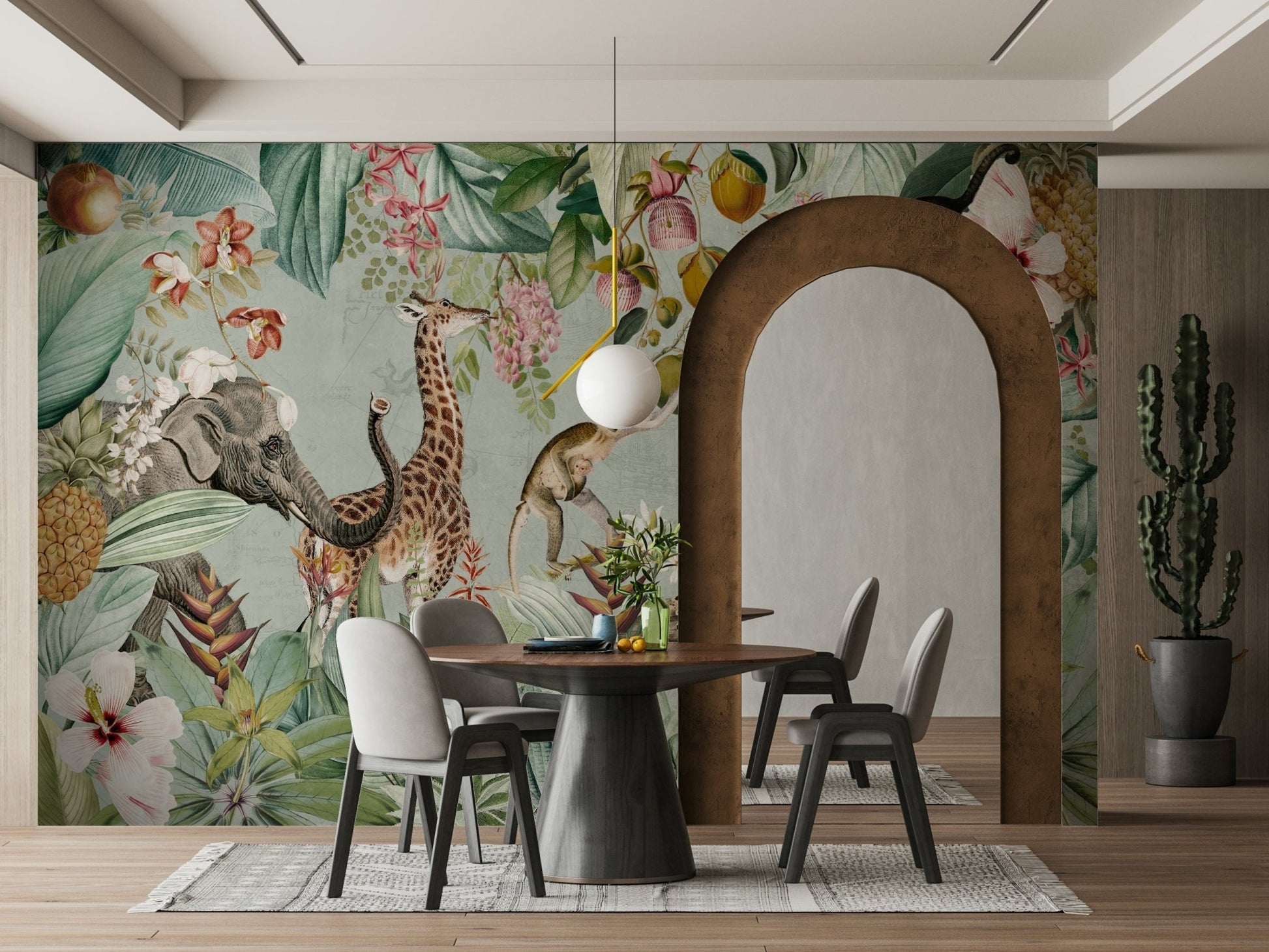 Safari-inspired tropical mural

