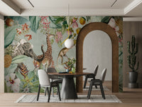 Safari-inspired tropical mural

