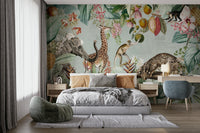 Palm jungle mural vintage look

