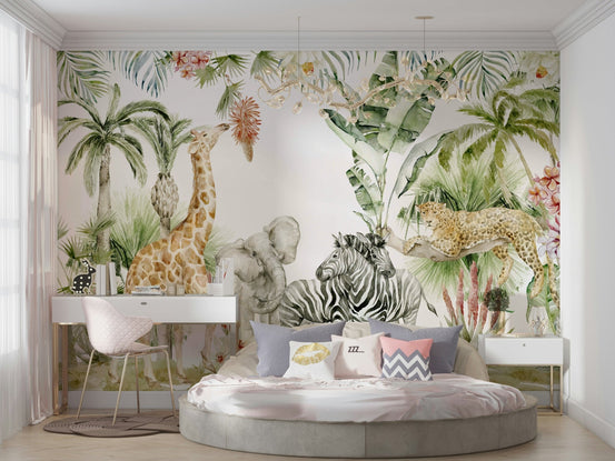 Whispers of the Wild wall mural featuring lush greenery., GD1239