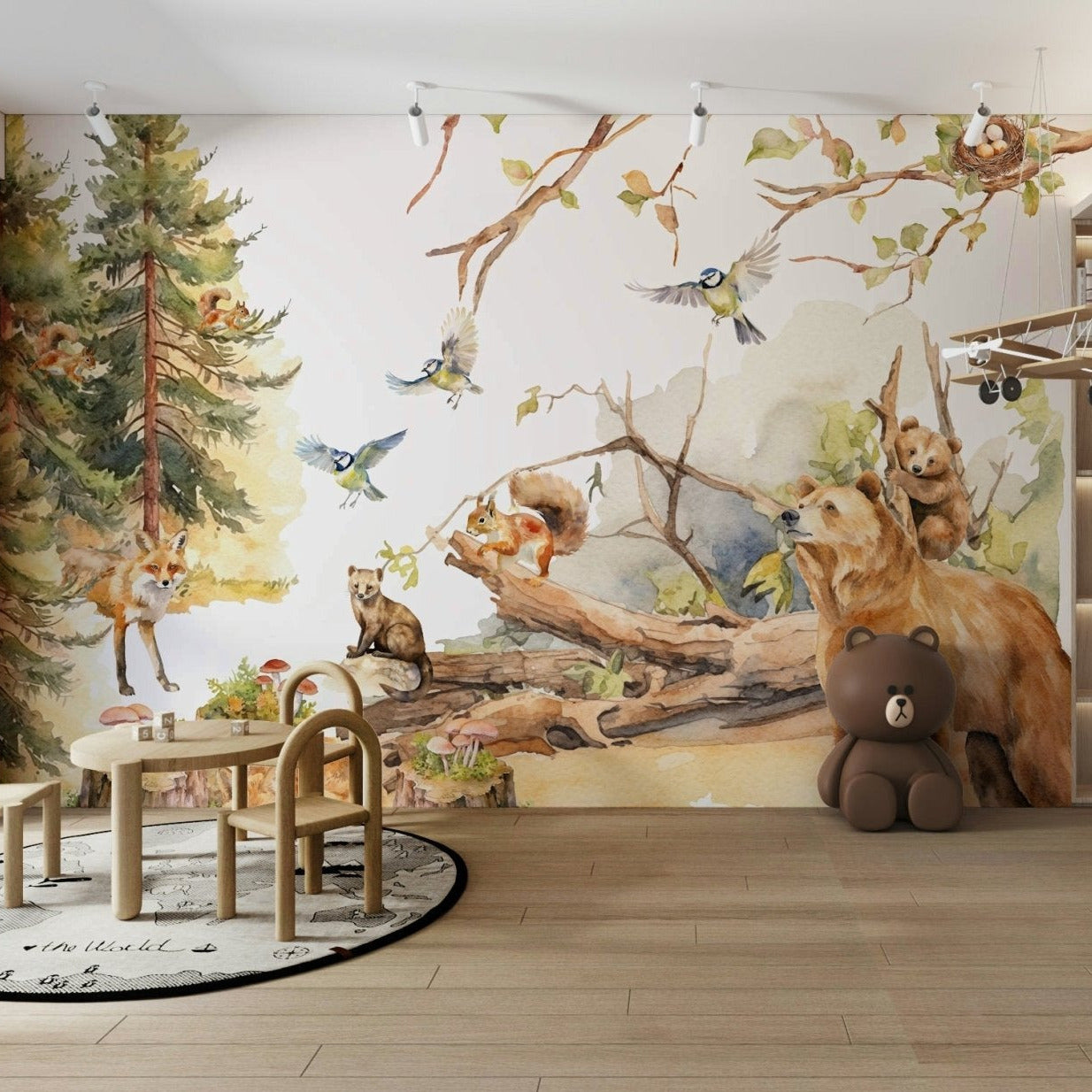 Detailed nature design with trees and forest animals, GD1243
