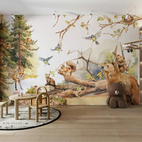 Detailed nature design with trees and forest animals, GD1243