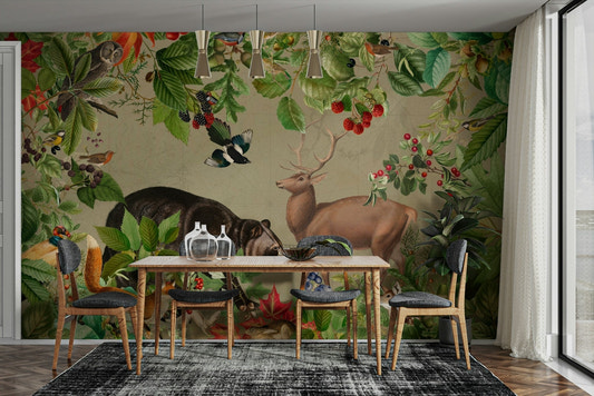 Whispers of the Wildwood mural with forest details

