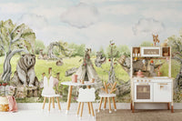 Detailed woodland wall art with trees and animals, GD1245
