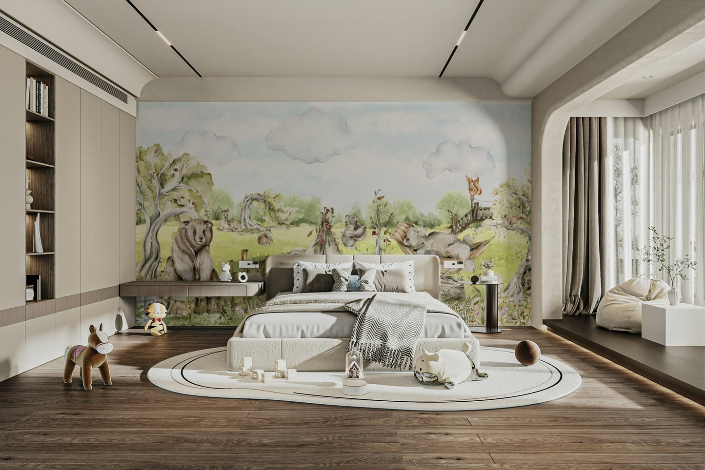 Tranquil forest scene wall mural for bedrooms, GD1245