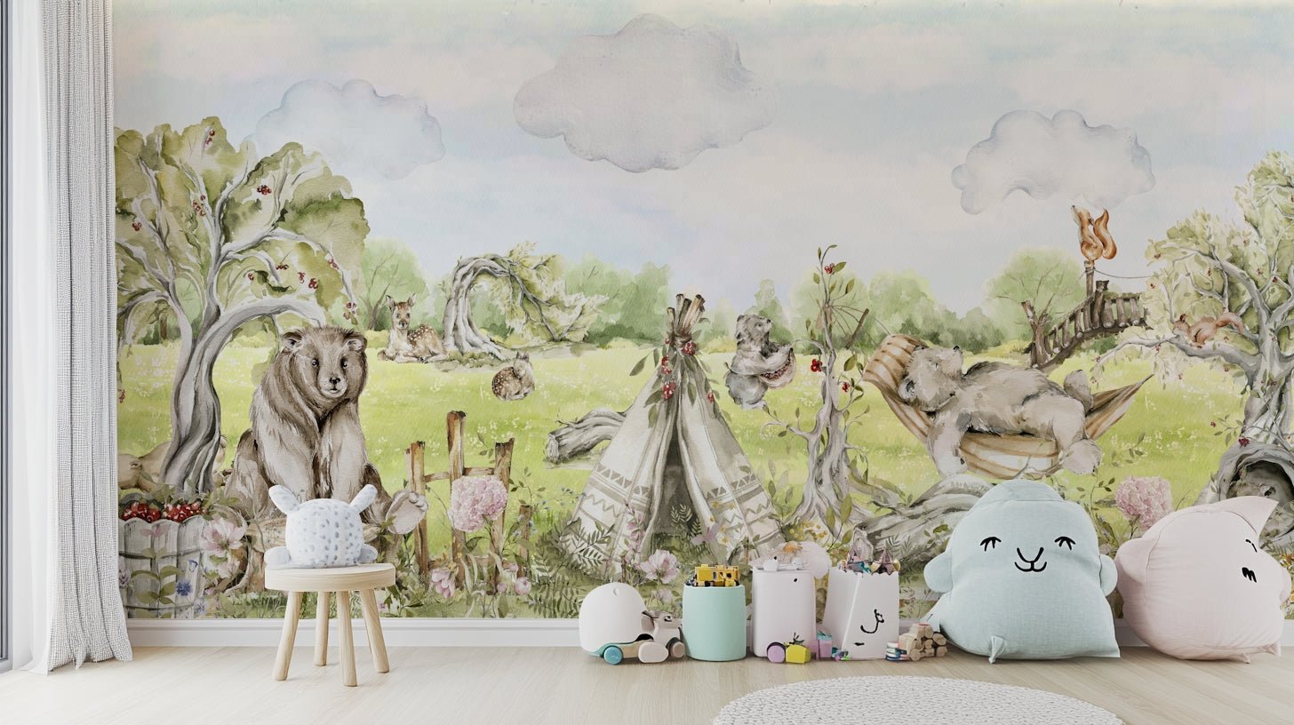 Soft, calming woodland mural for nature lovers, GD1245