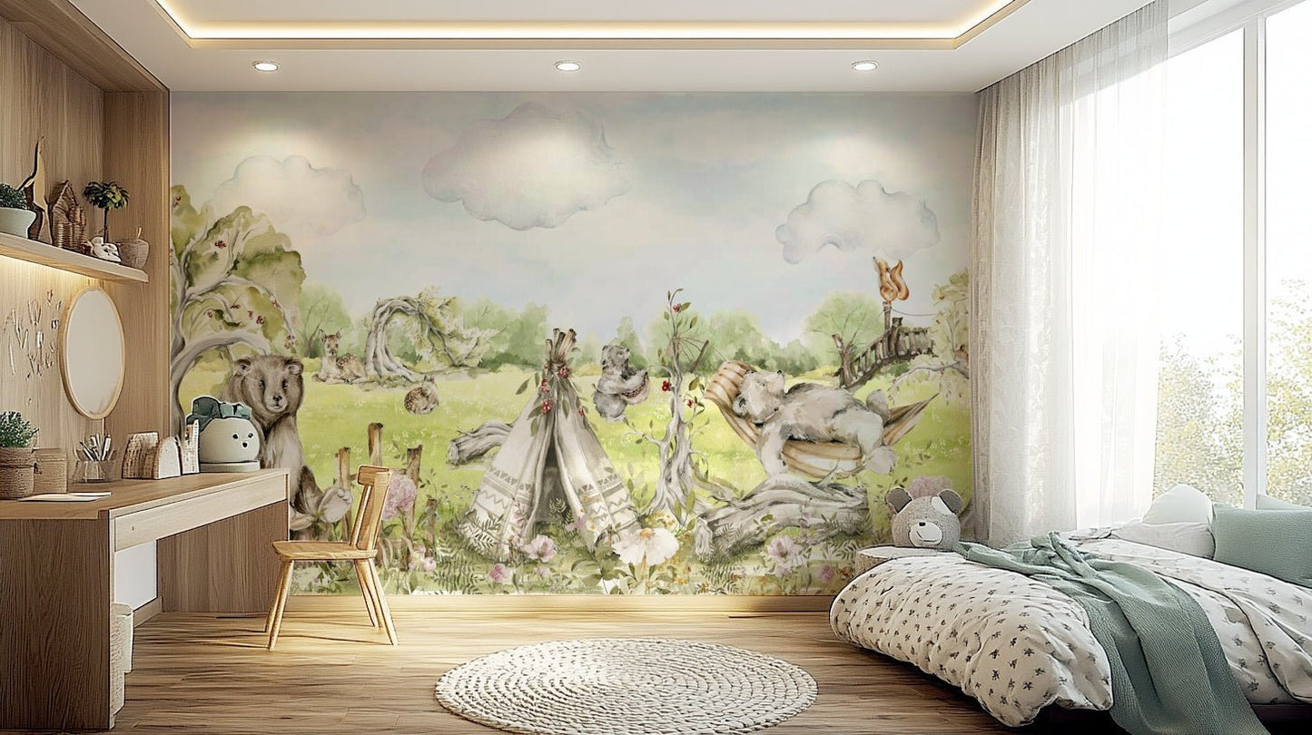 Enchanting forest mural for cozy living spaces, GD1245