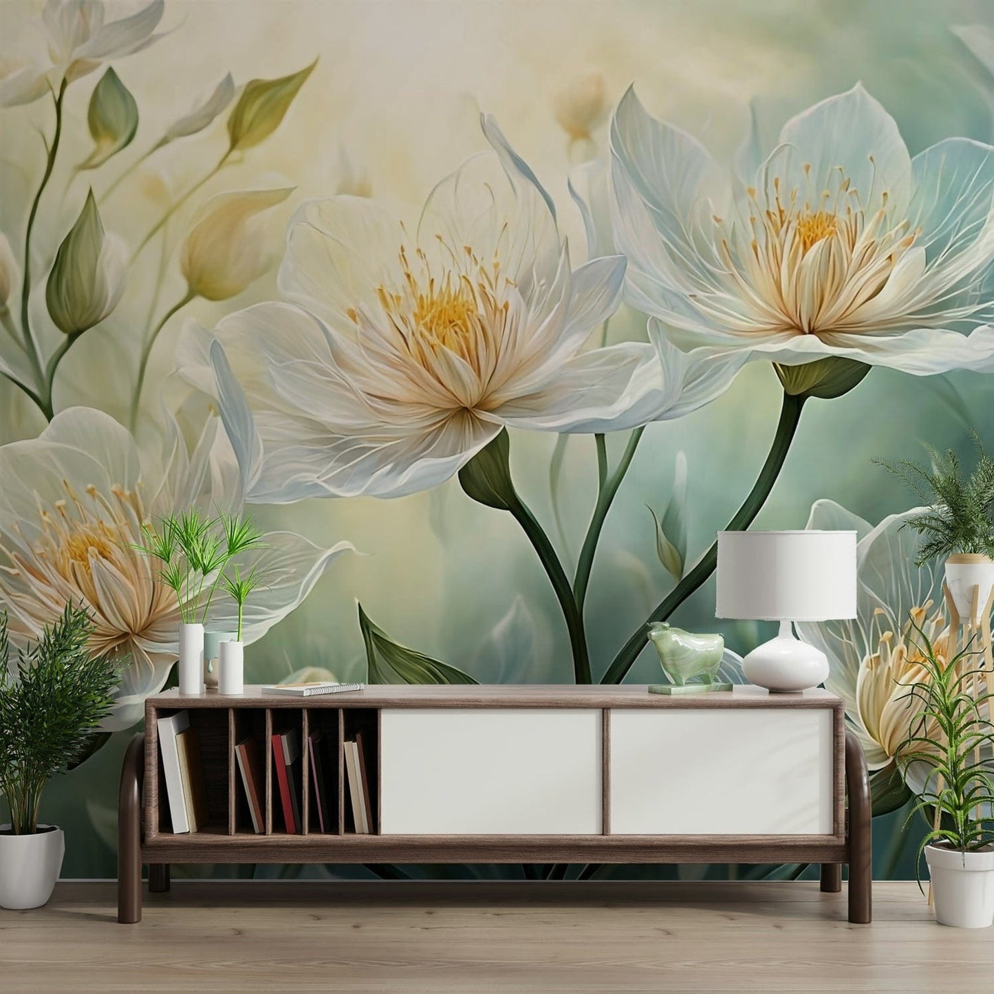 Soft white wallpaper pattern adding light to any room

