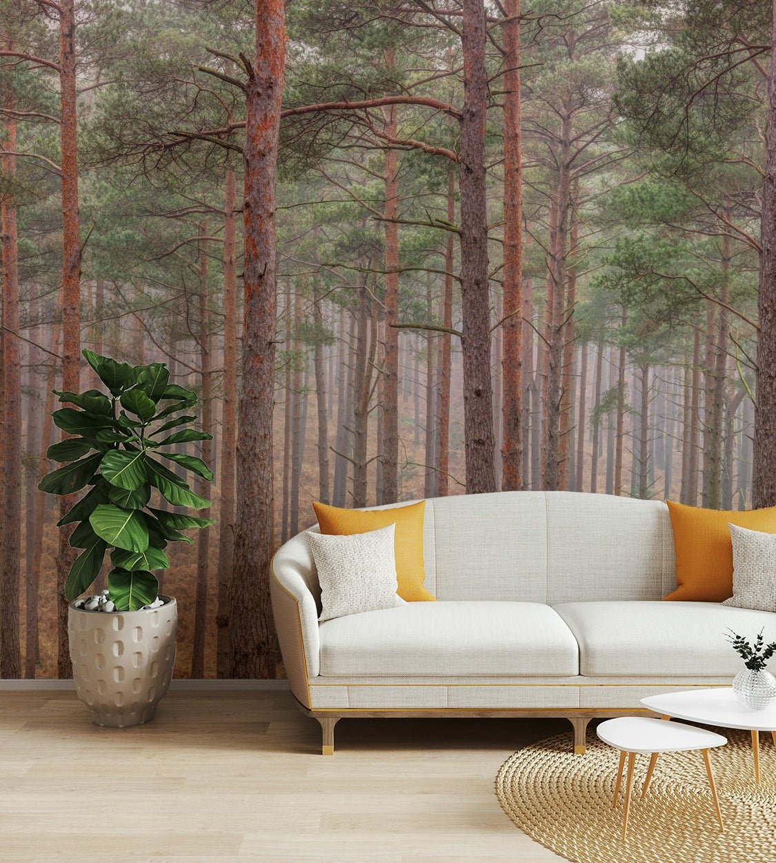 The mural gives a sense of depth and perspective.

