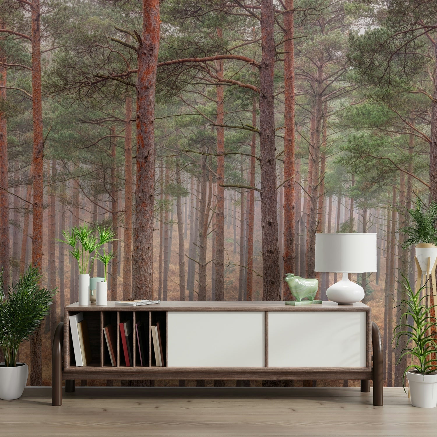 The scene has a gentle, misty quality.

