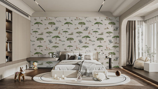 Nature-inspired white savannah wallpaper
 KB118