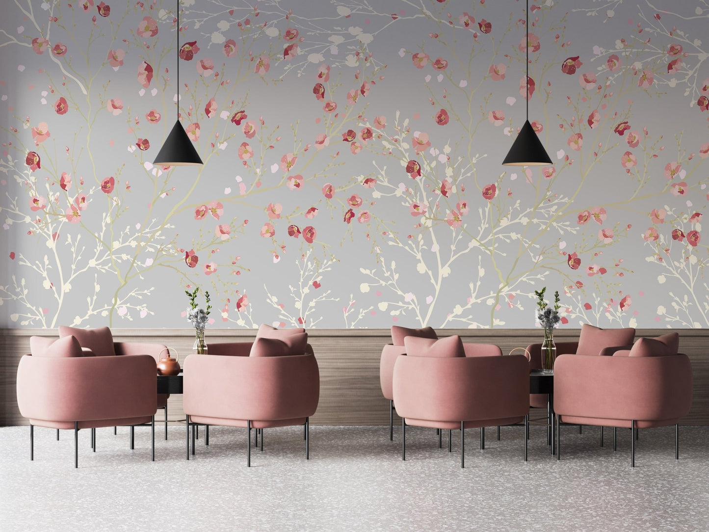 White and Red Flower wallpaper Mural - Giffywalls A155
