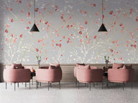 White and Red Flower wallpaper Mural - Giffywalls A155