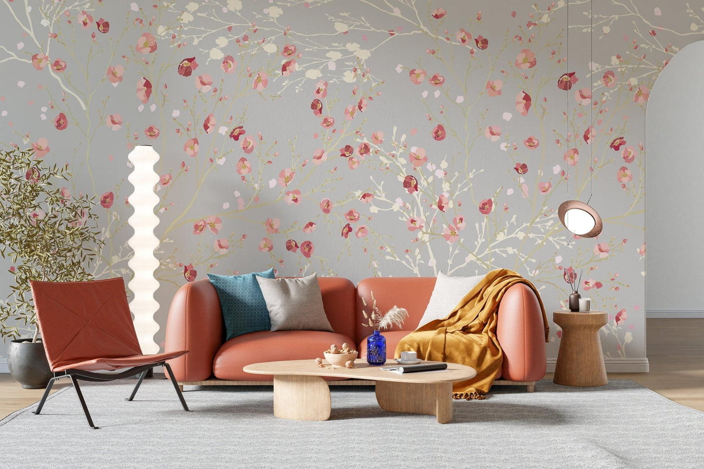 White and Red Flower wallpaper Mural - Giffywalls A155