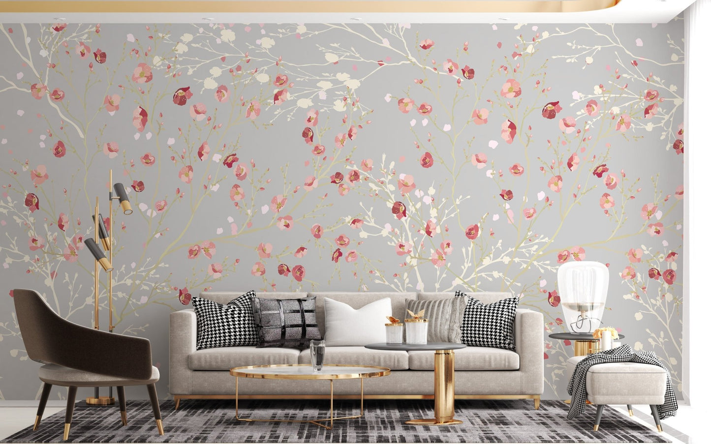 White and Red Flower wallpaper Mural - Giffywalls A155
