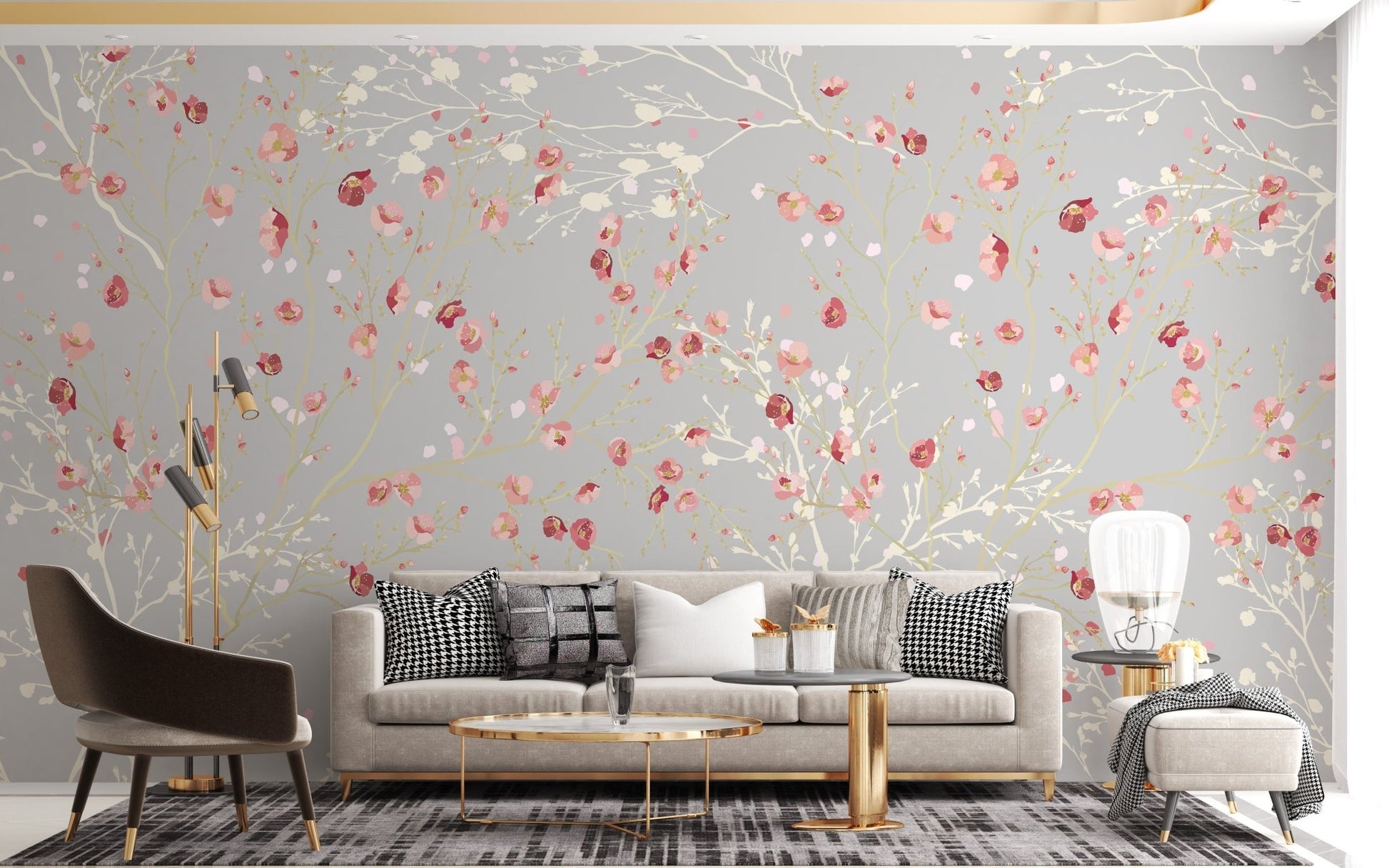 White and Red Flower wallpaper Mural - Giffywalls A155