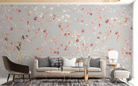 White and Red Flower wallpaper Mural - Giffywalls A155