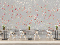 White and Red Flower wallpaper Mural A155