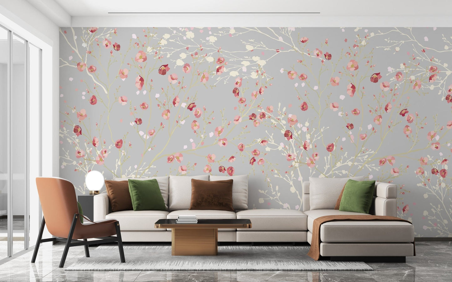 White and Red Flower wallpaper Mural - Giffywalls A155