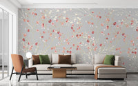 White and Red Flower wallpaper Mural - Giffywalls A155