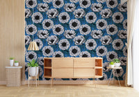 Clean floral repeat using White Anemone Garden wallpaper and white petals