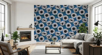 Crisp bloom pattern from White Anemone Garden wallpaper with bold contrast