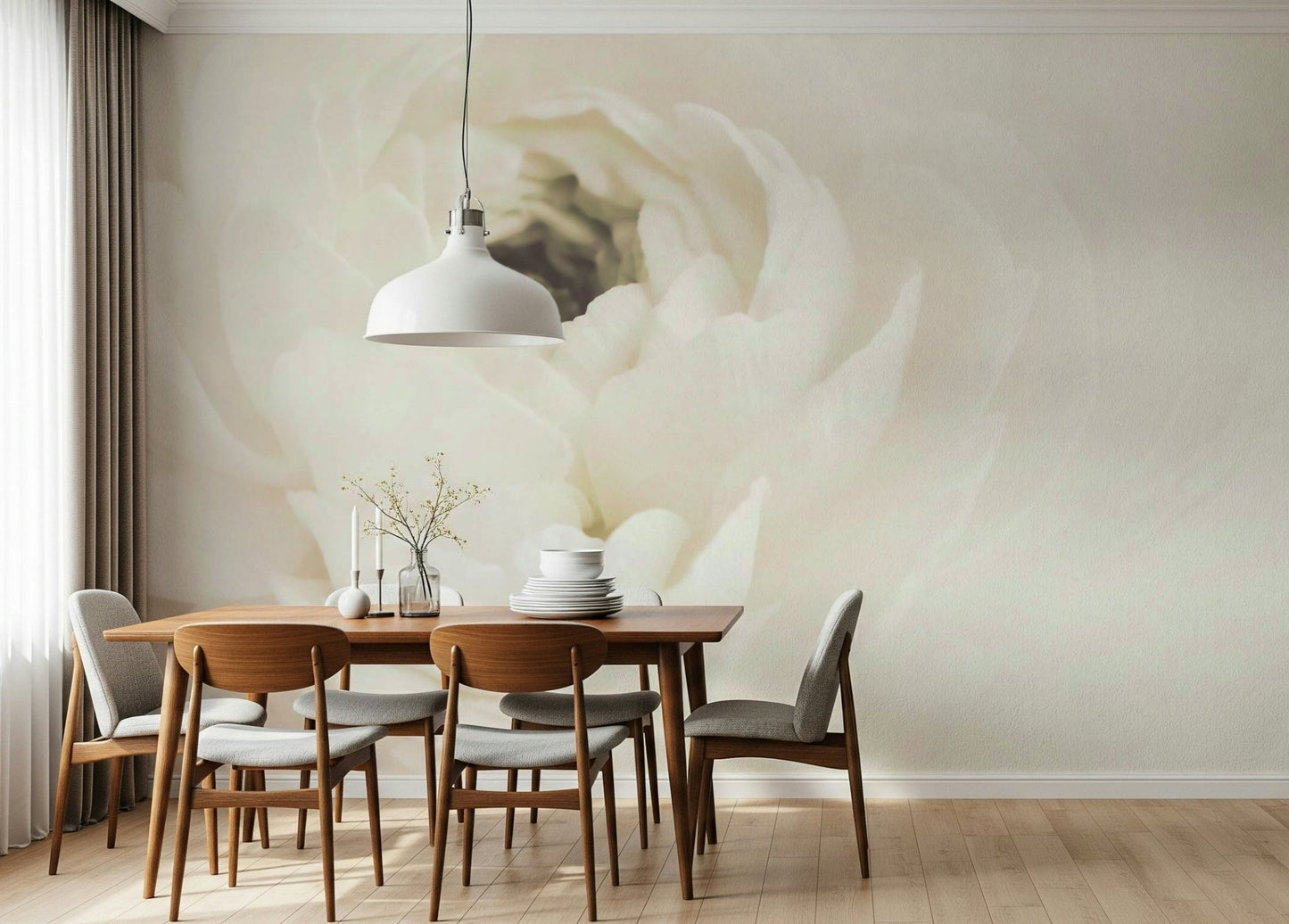 A classic soft floral wallpaper for walls.