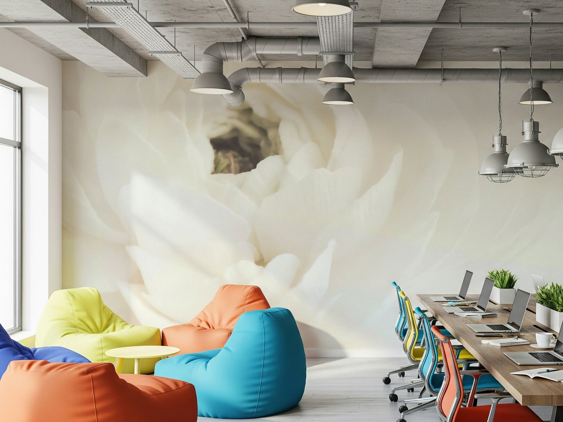 A beautiful modern art wall mural of delicate flowers.