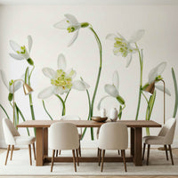 A graceful subtle bloom wall mural in soft, elegant tones.

