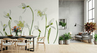 A contemplative floral pattern wallpaper mural for a feature wall.

