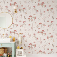 Fantasy unicorn wallpaper with soft florals
