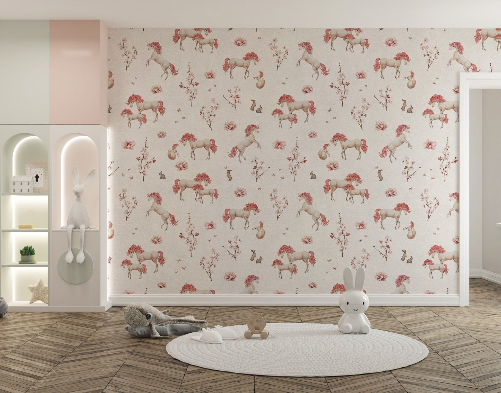 Elegant blush unicorn wallpaper for girls
