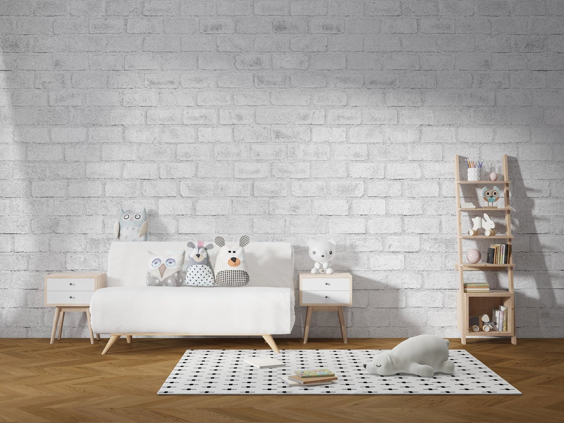 Stylish white brick texture wallpaper for walls
