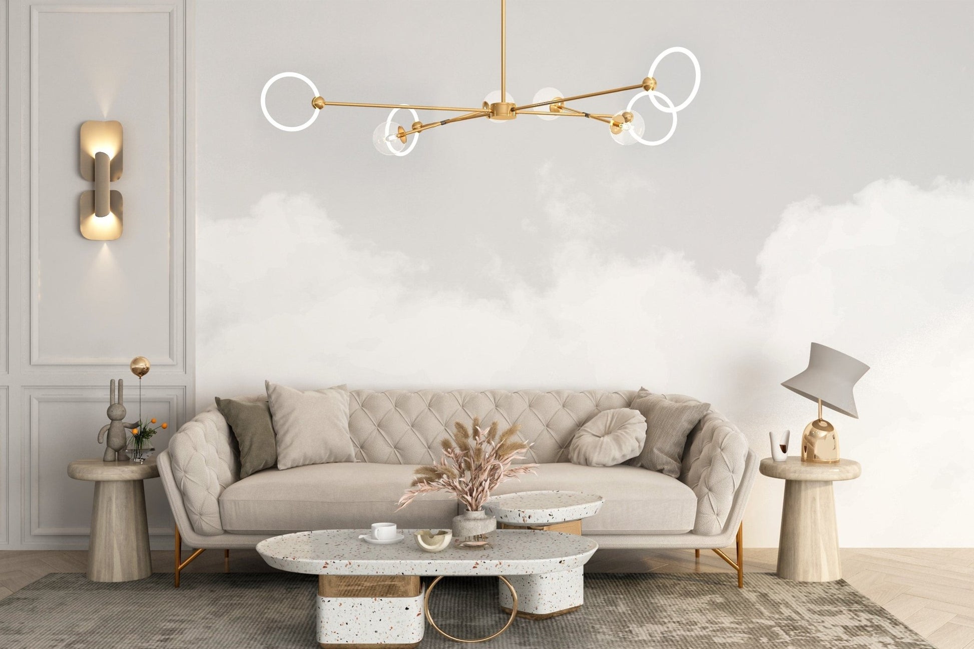 Elegant white clouds for a modern wallpaper mural. A769