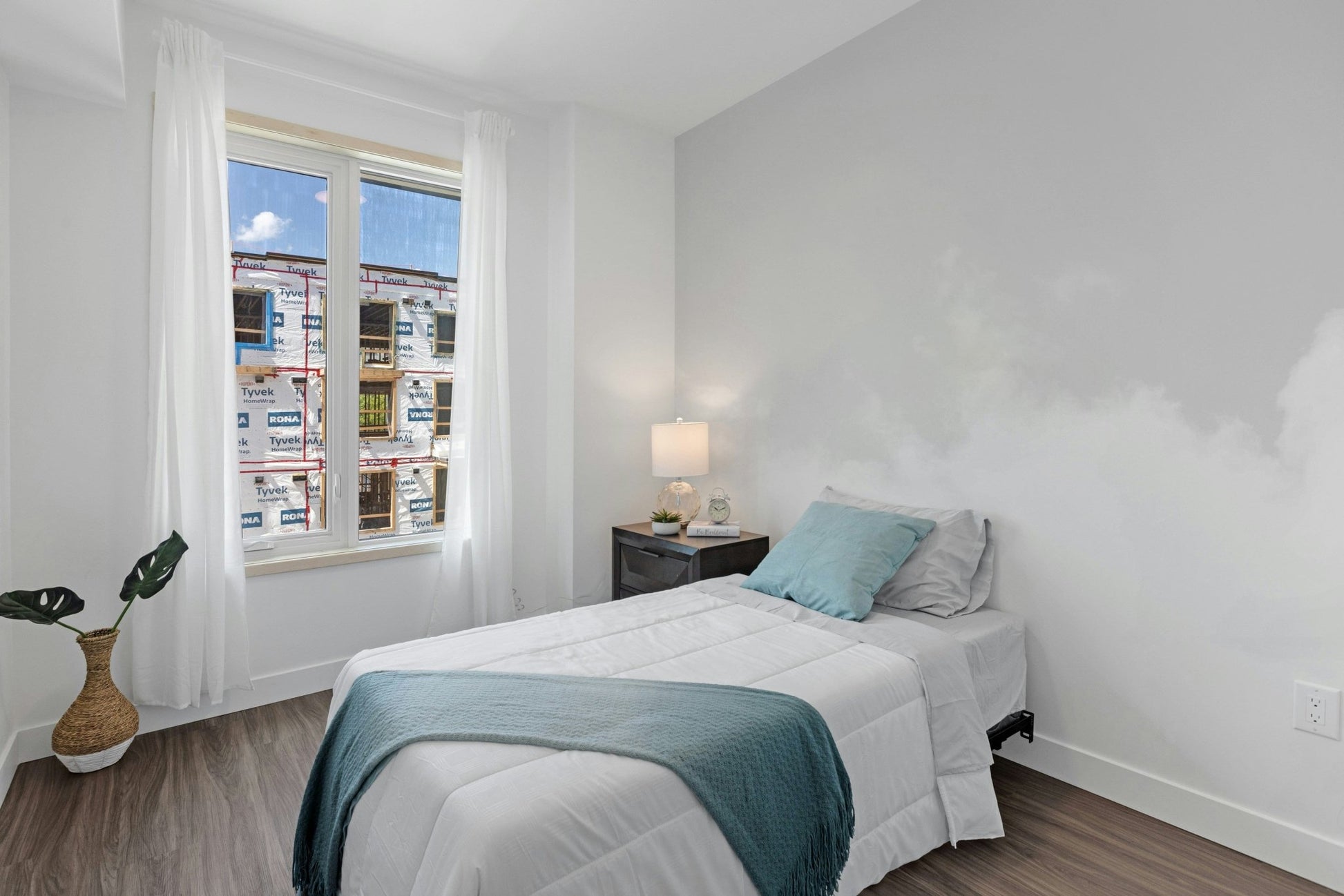 Modern cloud mural with gentle gray sky accents. A769