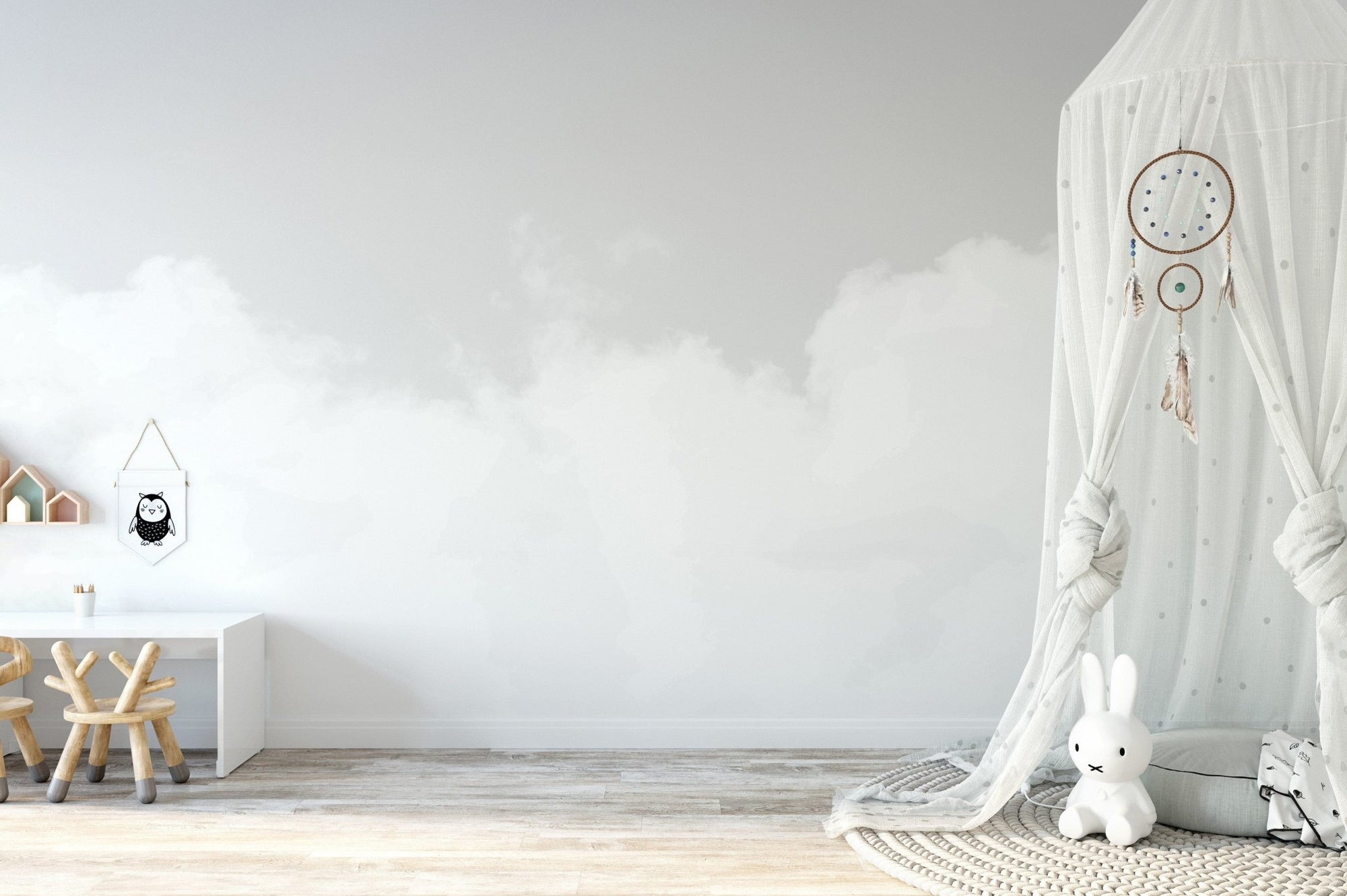 Soft white clouds on a peaceful gray sky backdrop. A769